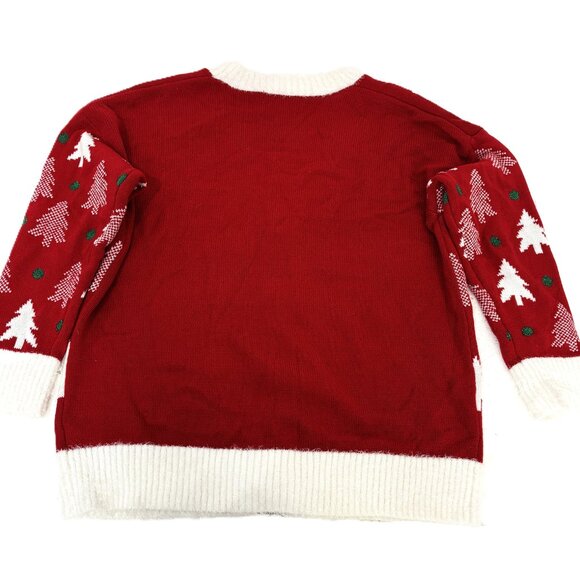 33 Degrees Cardigan Ugly Christmas Sweater w/ Christmas trees & spangles Large - Picture 13 of 16